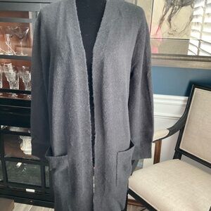Madewell Wool Blend Black Open Cardigan - Tunic Length EUC - Size M